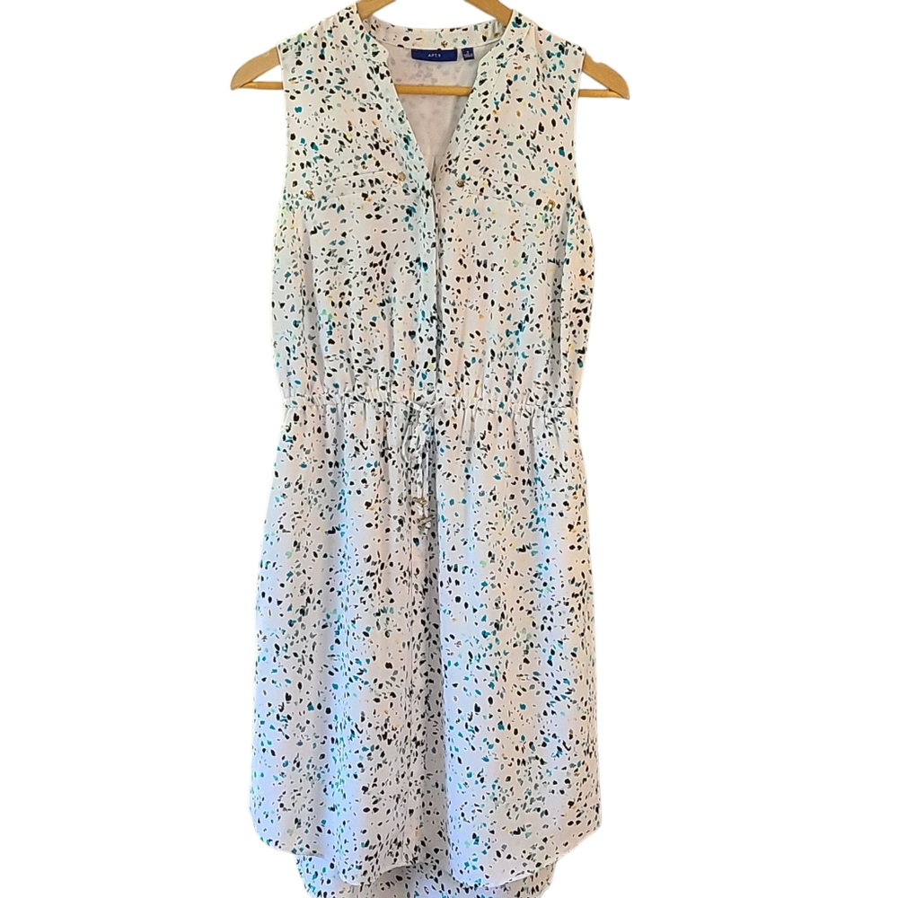 Apt. 9 Blue and Cream Sleeveless V-Neck Midi Sundress Small Summer